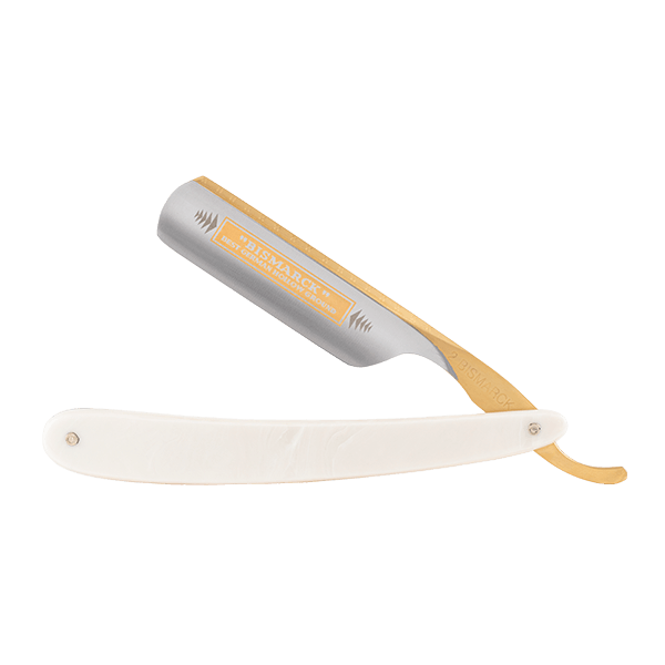 Rasiermesser 6/8" Karbon | Bismarck | Acryl Perlenoptik weiss