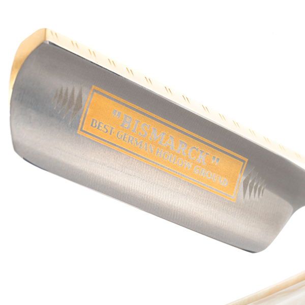 Rasiermesser 6/8" Karbon | Bismarck | Acryl Perlenoptik weiss